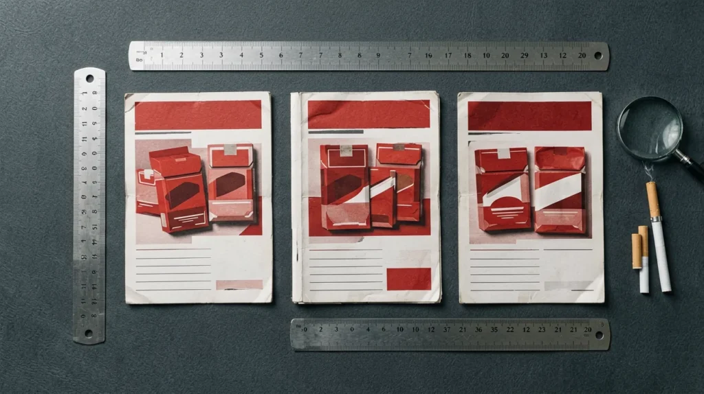 Editorial comparison of four full-flavour cigarette carton catalogue records in Australia