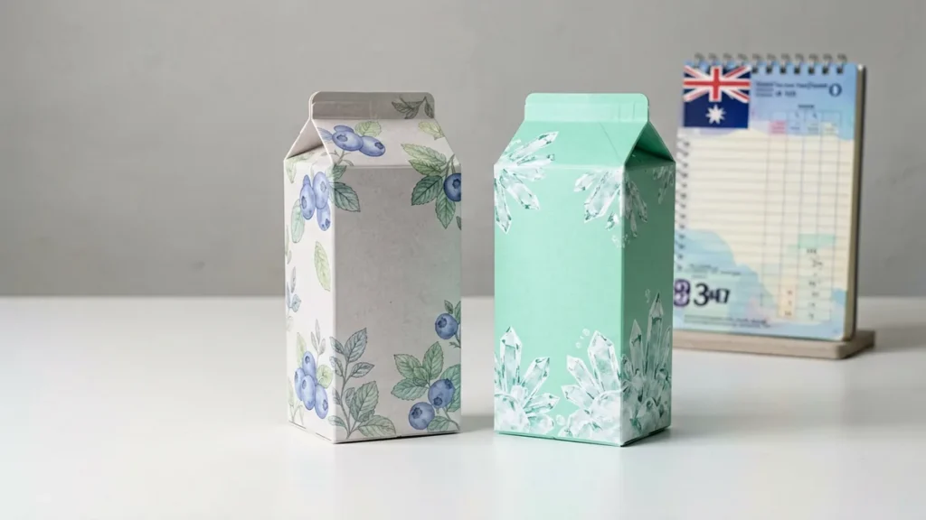 Generic blueberry-mint and mint-ice carton concepts for an adult product comparison